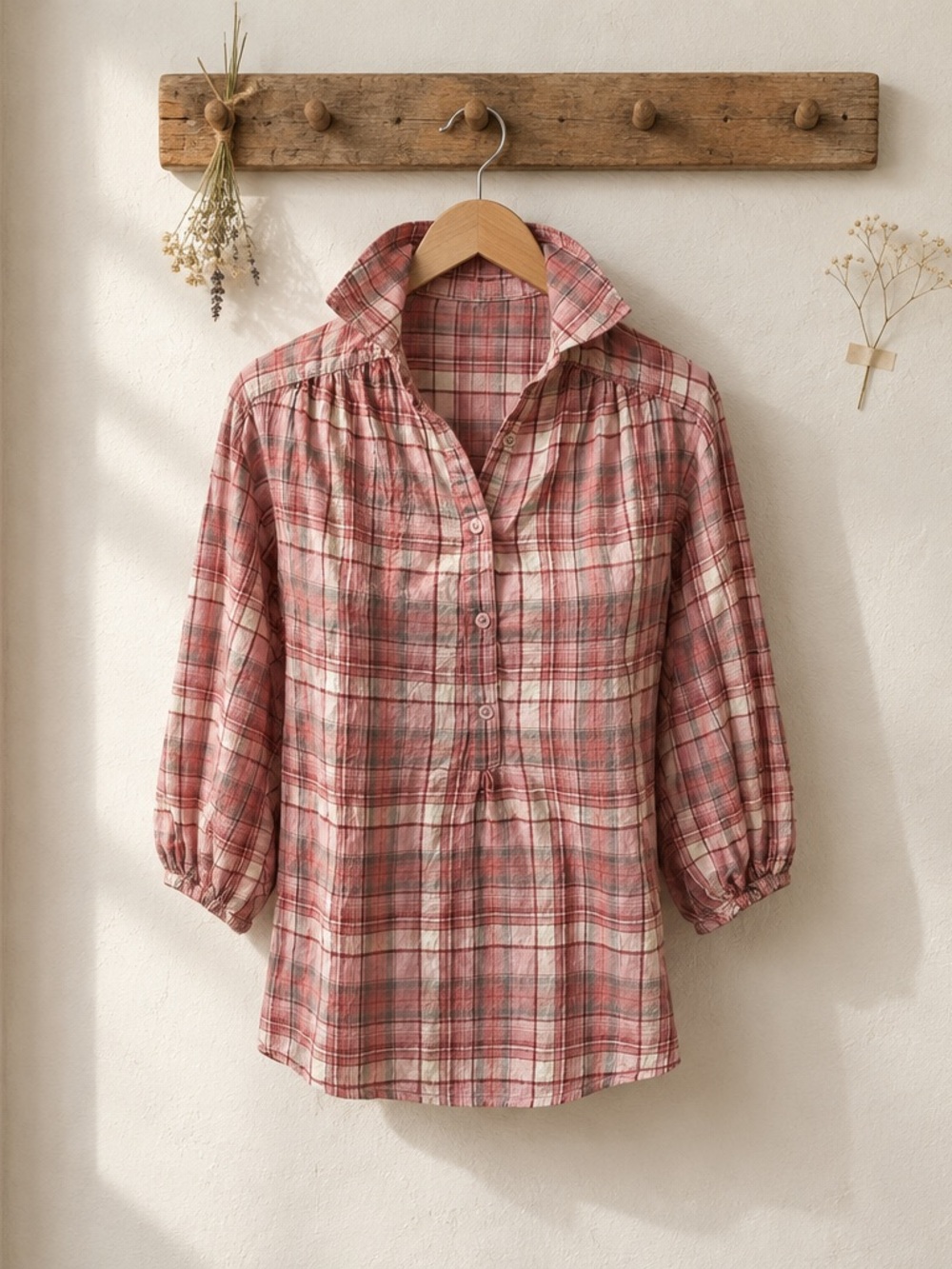 Max Studio Pink Plaid Button-Down Shirt